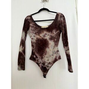 Urban Outfitters Purple Tie-Dye Long-Sleeve Bodysuit, Medium